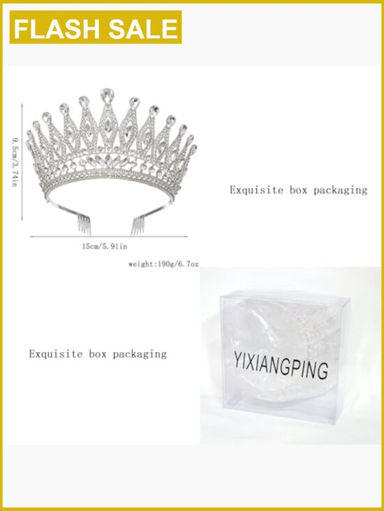 Sparkling Rhinestone Tiara Crown with Combs for Wedding Pageant Prom main image 5